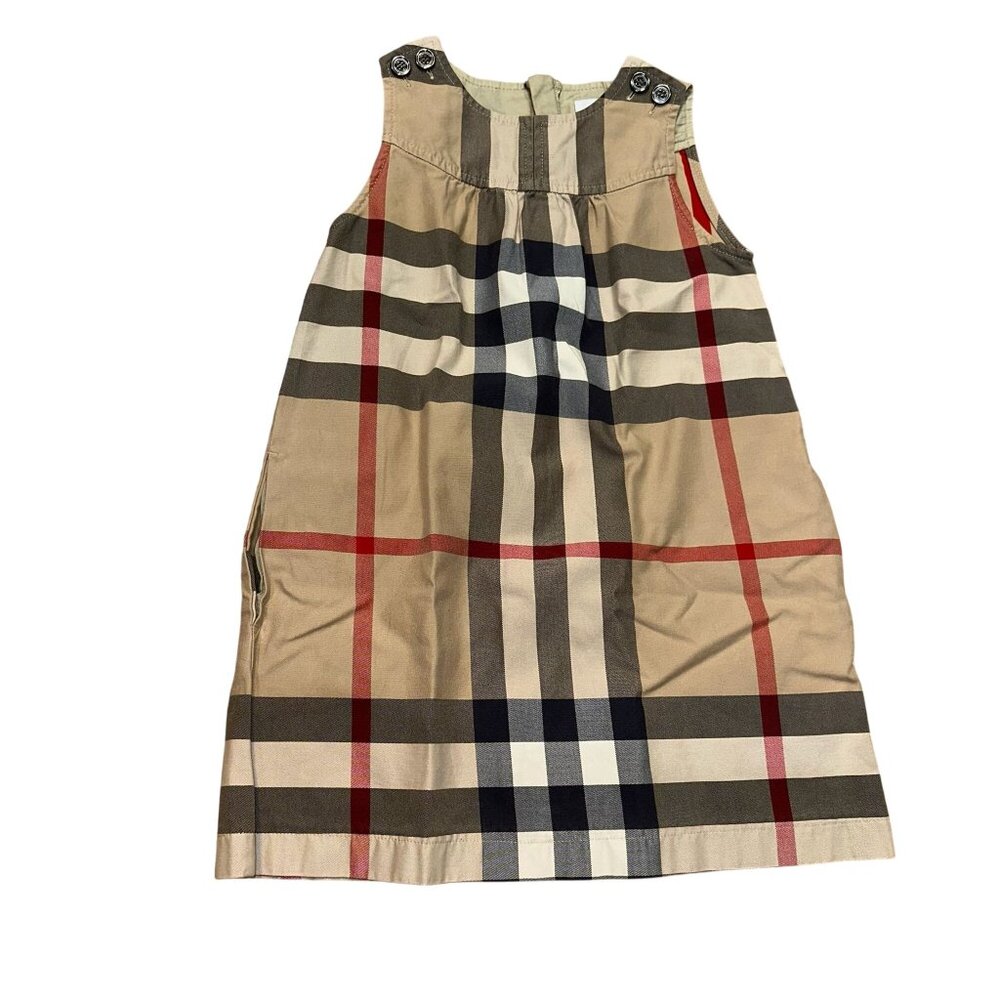 Burberry Kids Beige Plaid Sleeveless Dress 100% Cotton Girls Size 6